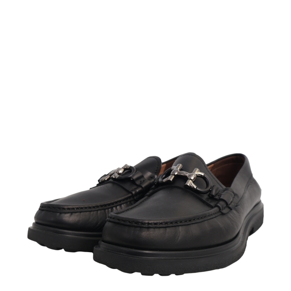 Leather Gancini Chunky Loafers Black