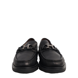 Leather Gancini Chunky Loafers Black, view 3