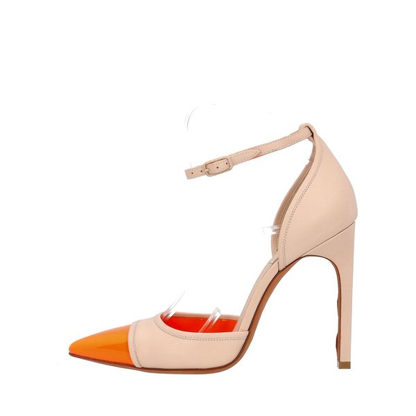 Leather Two Tone Pumps Nude/Orange