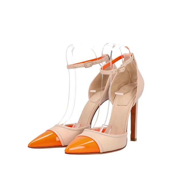 Leather Two Tone Pumps Nude/Orange