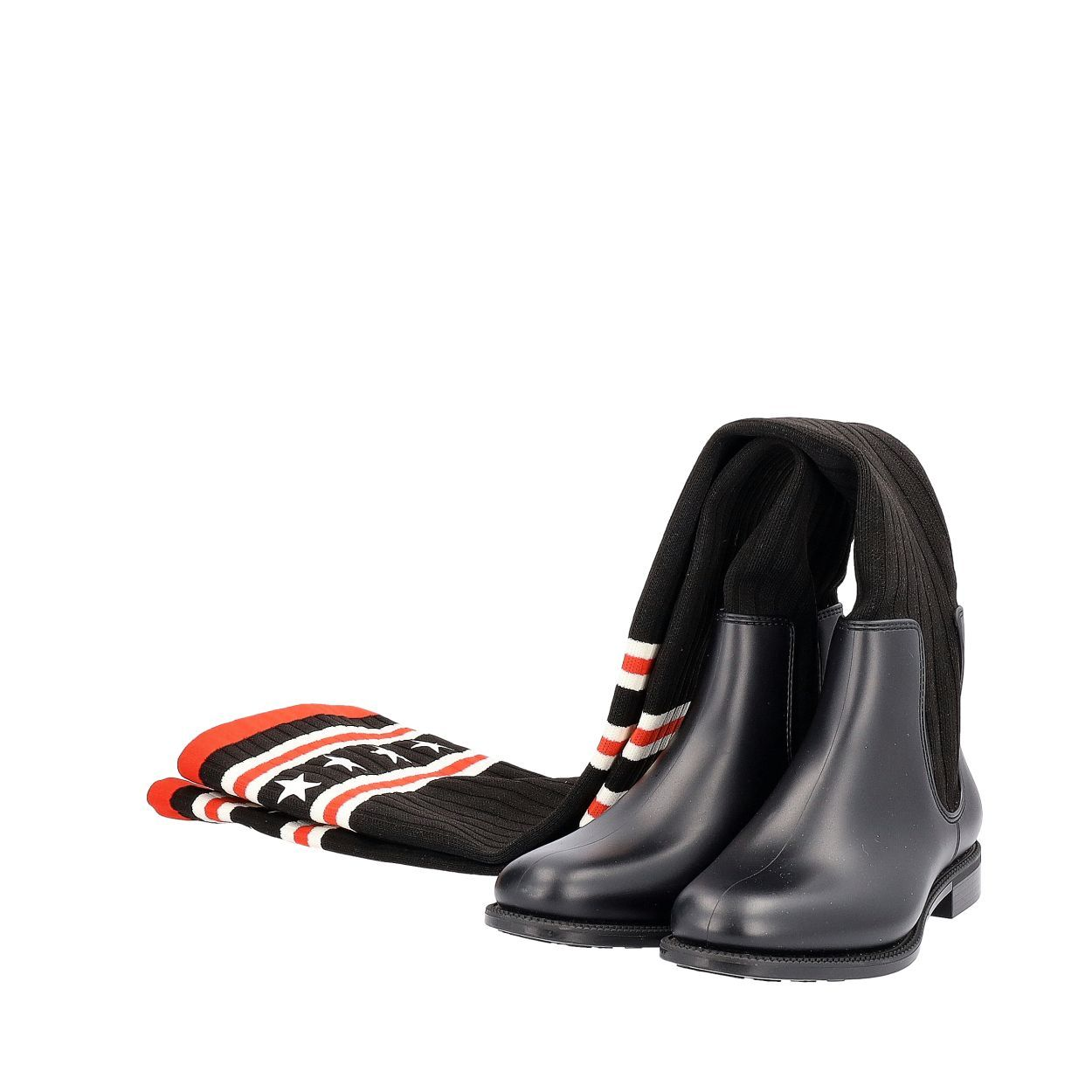 GIVENCHY Knit/Rubber Storm Over The Knee Boots Black | Luxity