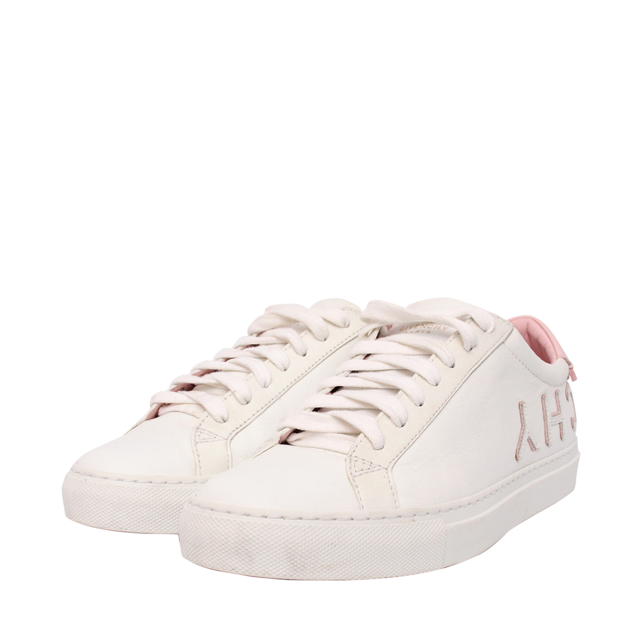 GIVENCHY Leather Urban Street Reverse Logo Sneakers White/Pink