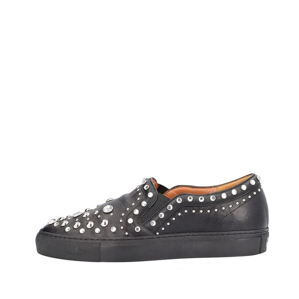 Leather Studded Slip-On Sneakers Black