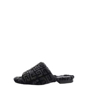 Shearling Monogram Slippers Black, view 2