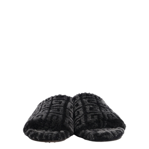 Shearling Monogram Slippers Black, view 3