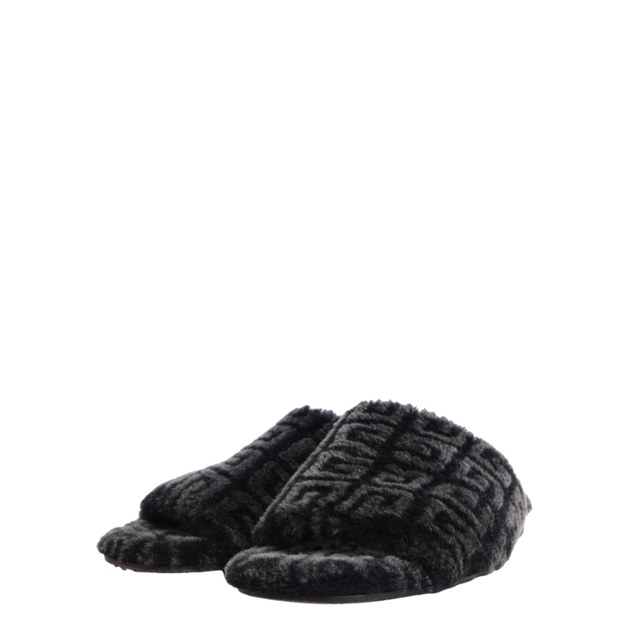 Shearling Monogram Slippers Black