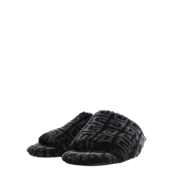 Shearling Monogram Slippers Black