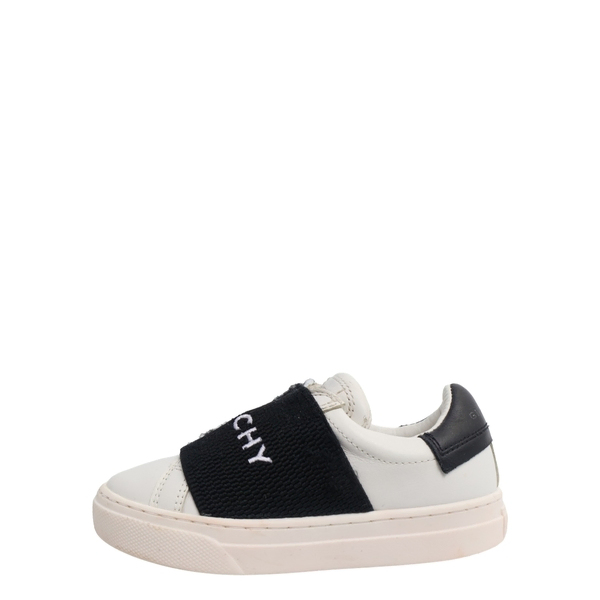 Leather Kids Logo Slip On Sneakers White