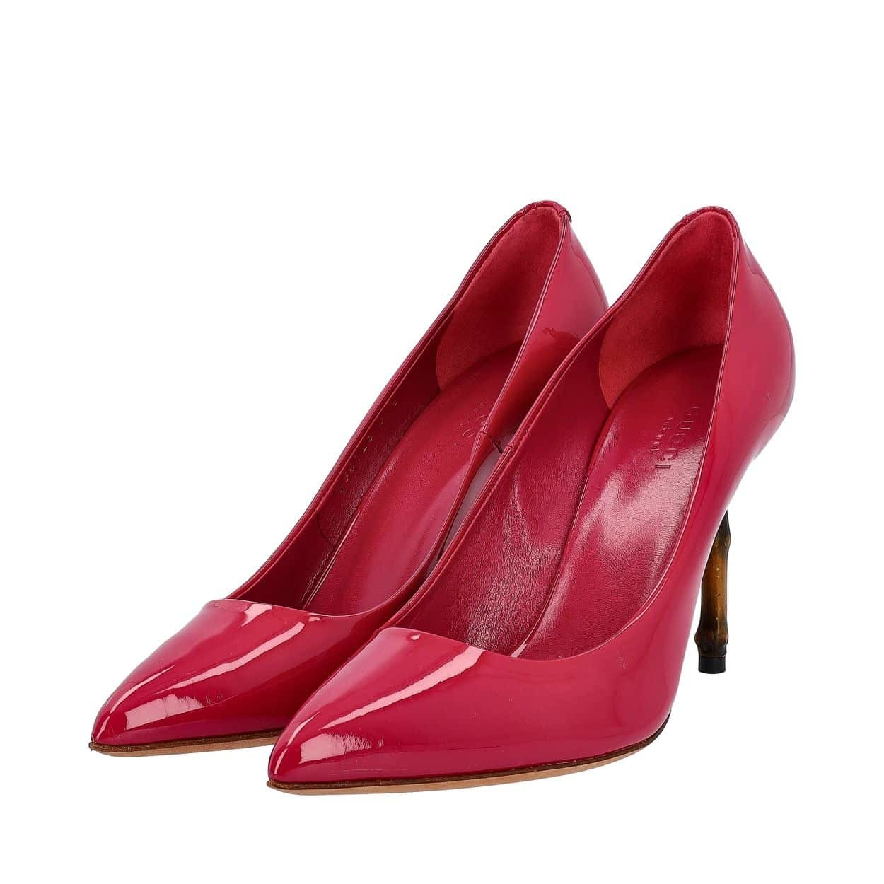 GUCCI Patent Bamboo Heel Pumps Fuchsia | Luxity