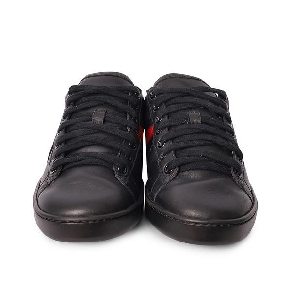 Leather Ace Bee Sneakers Black