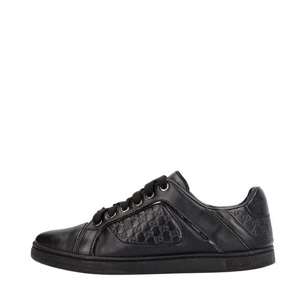 Leather/Microguccissima Sneakers Black