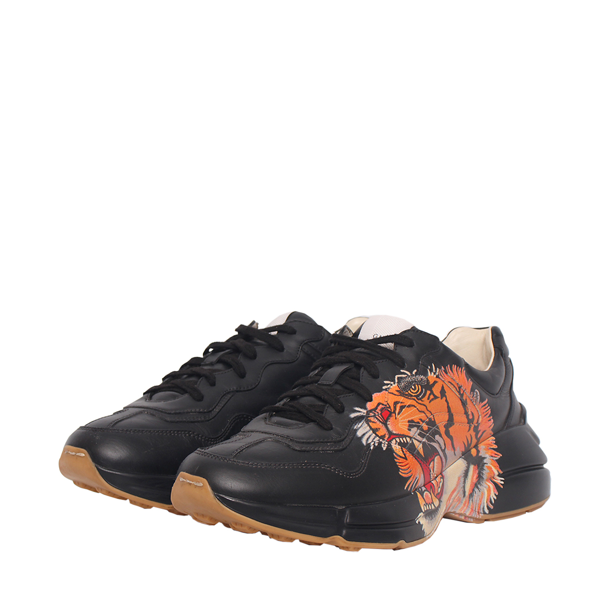 GUCCI Leather Tiger Rython Sneakers Black | Luxity