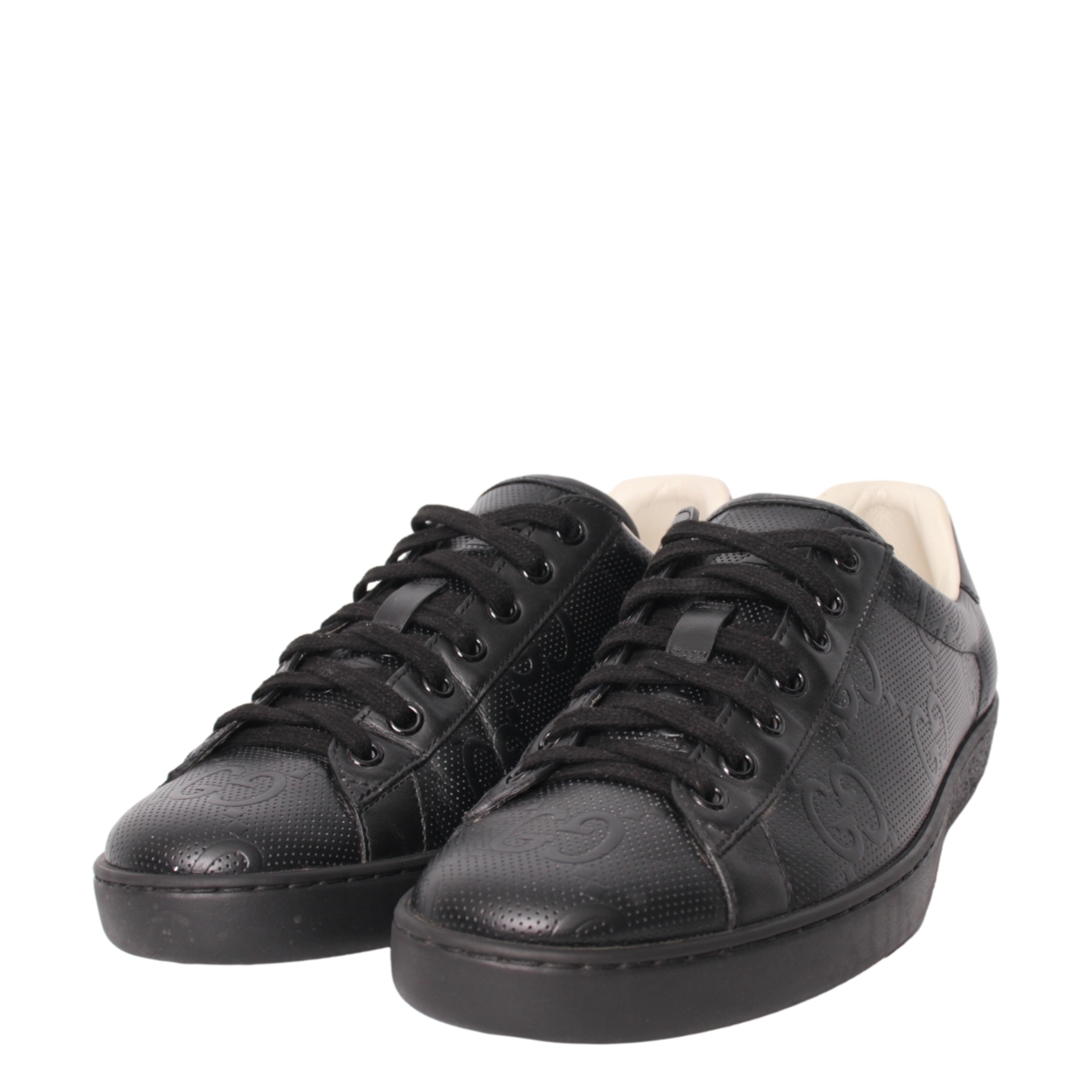 GUCCI Leather GG Embossed Sneakers Black | Luxity