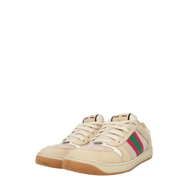 Mixed Material Screener Sneakers Ivory