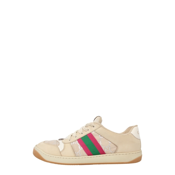 Mixed Material Screener Sneakers Ivory