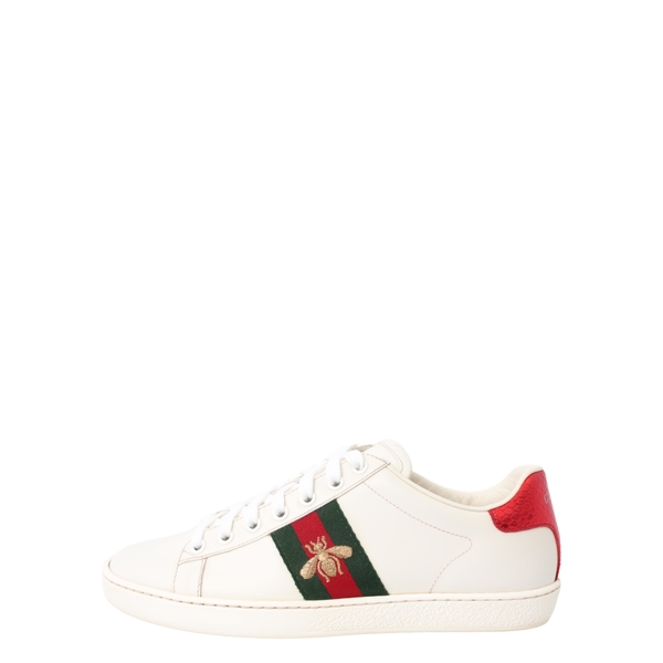 Leather Ace Bee Sneakers White