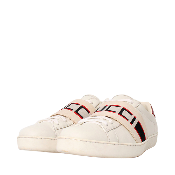 Leather Ace Stripe Sneakers White