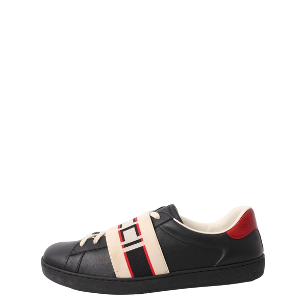 Leather Ace Stripe Sneakers Black