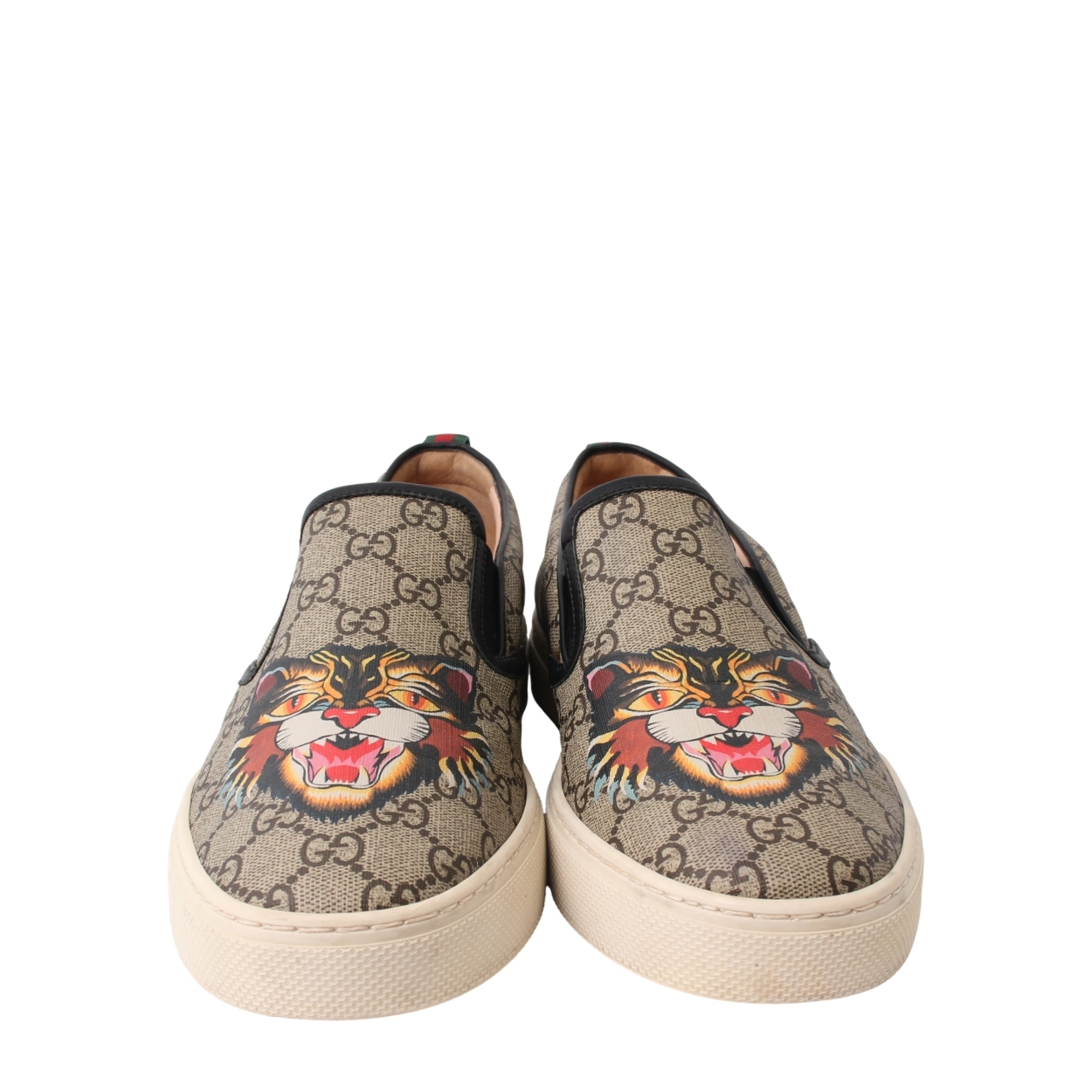 GUCCI Supreme GG Angry Cat Slip-On Sneakers Beige/Ebony | Luxity