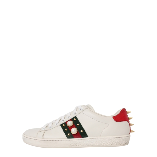 Leather Pearl/Studded Ace Sneakers White
