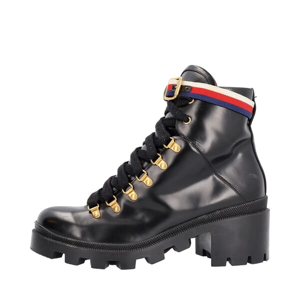 Leather Sylvie Combat Boots Black