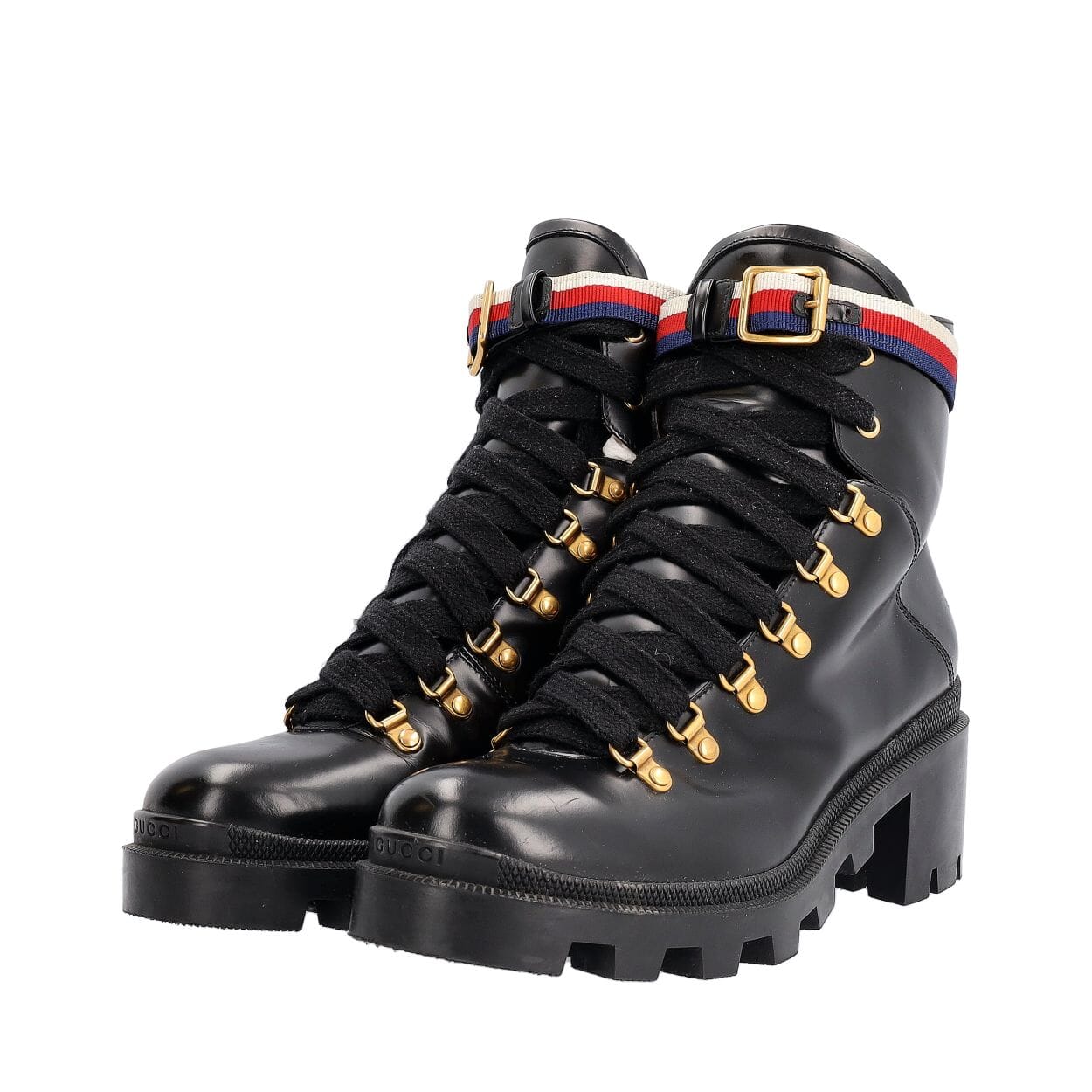 【希少】Gucci archive  boots 41 GUCCI Leather Sylvie Combat Boots Black | Luxity