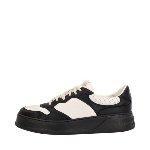 Leather Embossed Chunky Sneakers Black/White