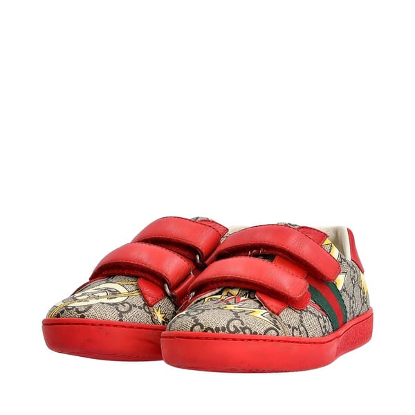GUCCI キッズスニーカー レッド/マルチカラー サイズ37，23cm 箱付き GUCCI Kids Supreme GG Ace Velcro Sneakers Beige/Red | Luxity