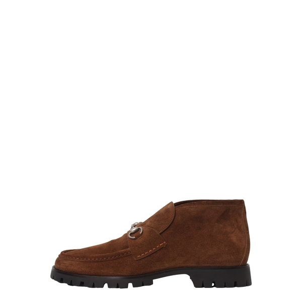 Suede Horsebit Ankle Boots Brown