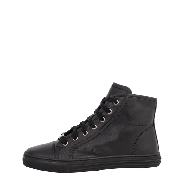 Leather High Top Sneakers Black