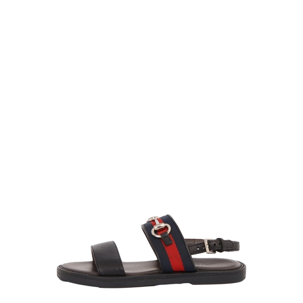 Leather Kids Web Sandals Black
