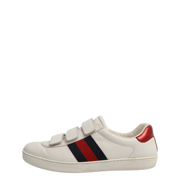 Leather Ace Velcro Sneakers White