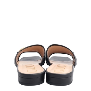 Leather Horsebit Slides Black, view 4
