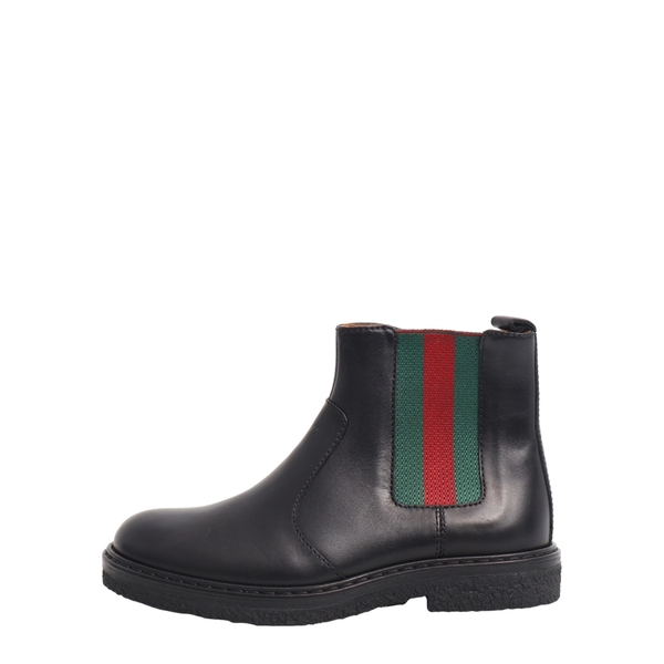 Kids Leather Web Chelsea Boots Black