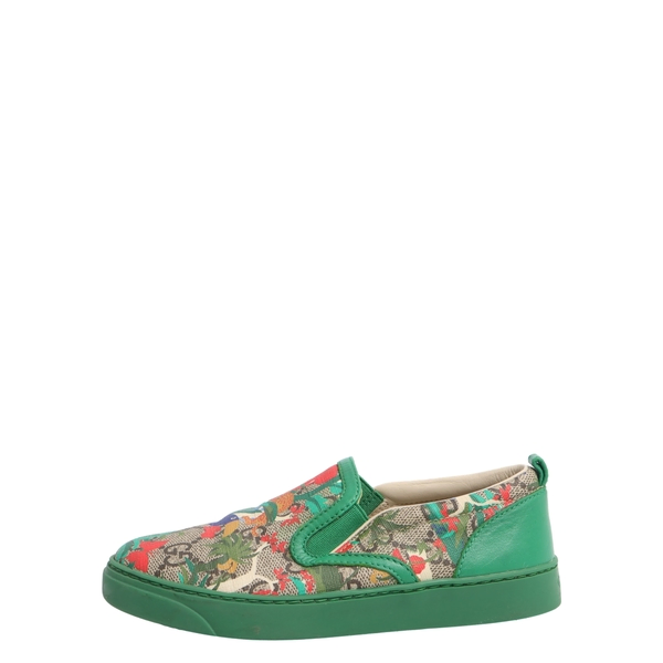 Kids Supreme GG Printed Slip On Sneakers Beige/Green
