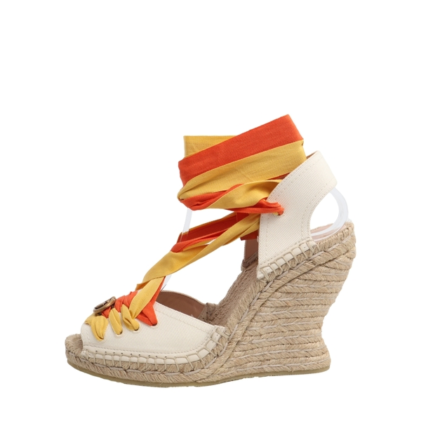 Canvas Espadrille Wedges Tri-Colour