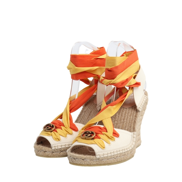 Canvas Espadrille Wedges Tri-Colour