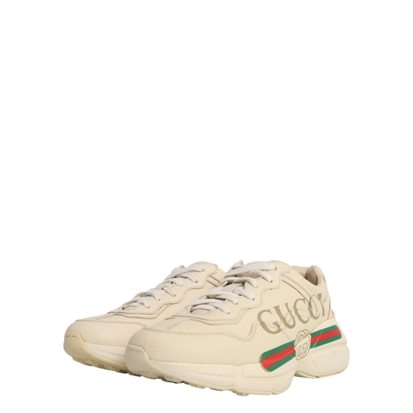 Leather Logo Rhyton Sneakers Ivory