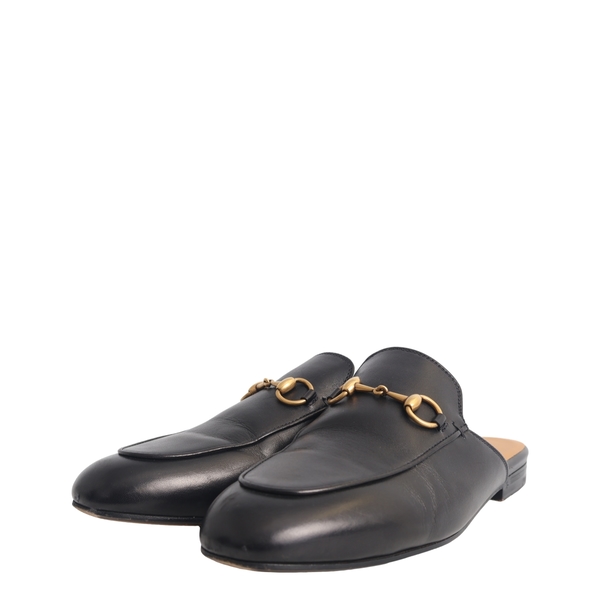 Leather Princetown Slippers Black