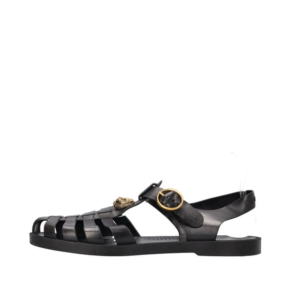 Rubber Double G Buckle Sandals Black
