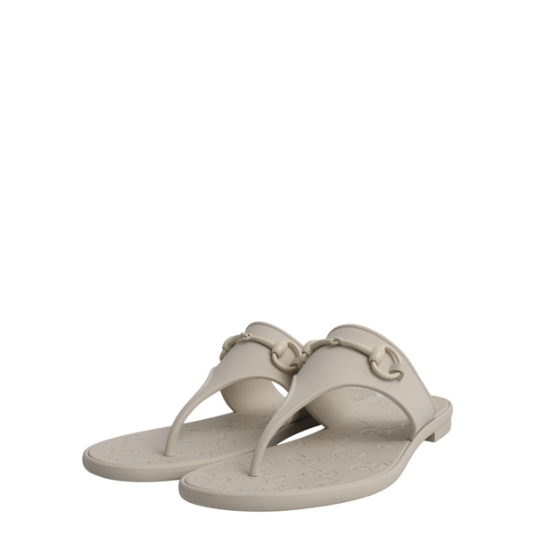Rubber Horsebit Thong Sandals Off White