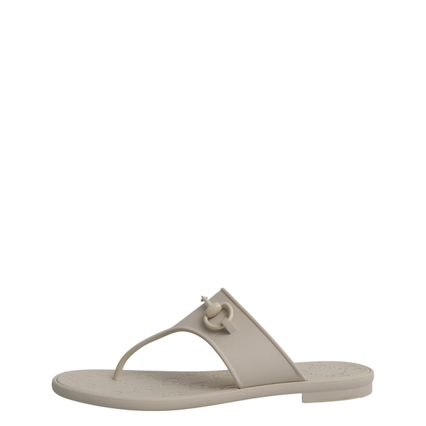 Rubber Horsebit Thong Sandals Off White