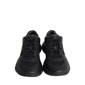 Leather GG Ripple Sneakers Black, view 3