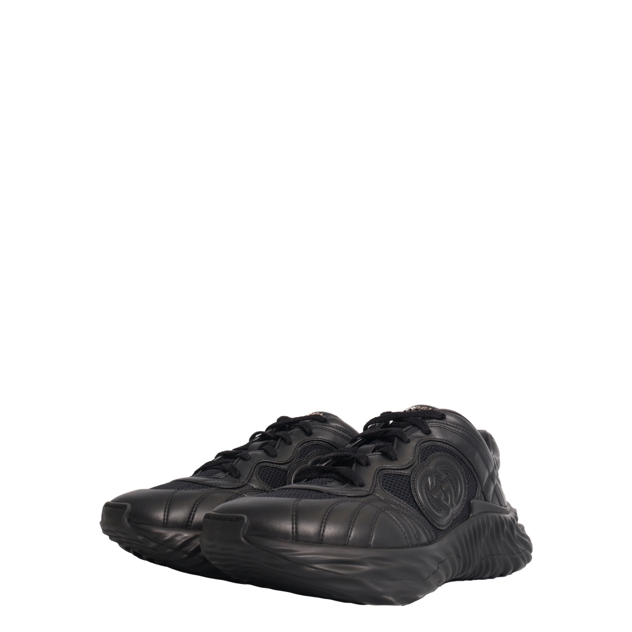 Leather GG Ripple Sneakers Black