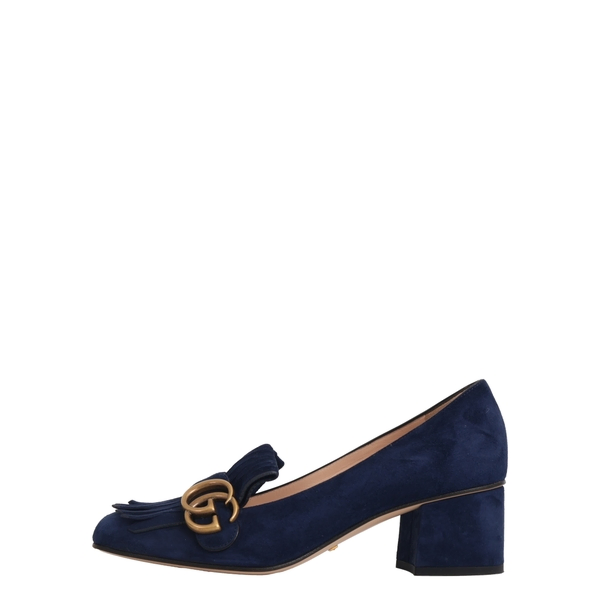 Suede Marmont GG Fringe Pumps Navy