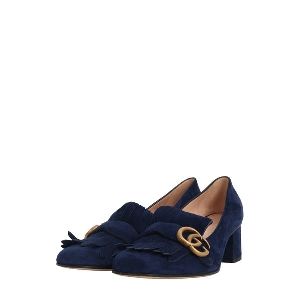 Suede Marmont GG Fringe Pumps Navy