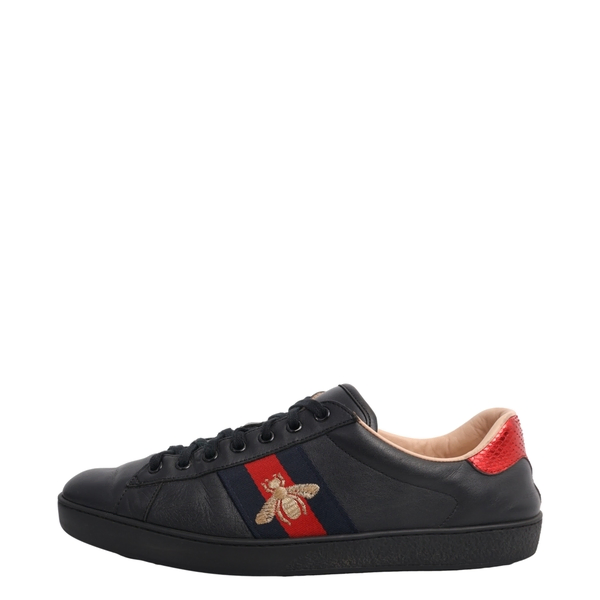 Leather Ace Bee Sneakers Black