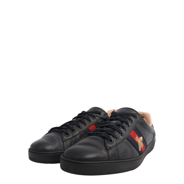 Leather Ace Bee Sneakers Black
