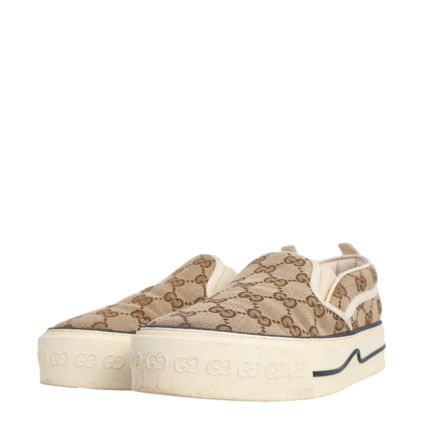 Canvas GG Tennis 1977 Slip-On Sneakers Beige/Ebony