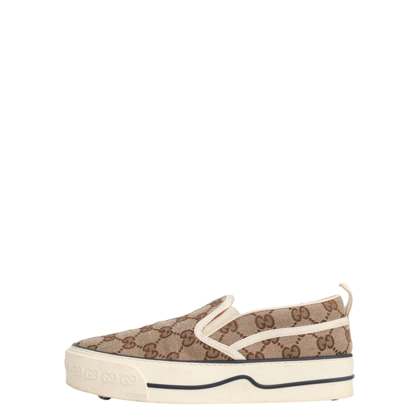 Canvas GG Tennis 1977 Slip-On Sneakers Beige/Ebony